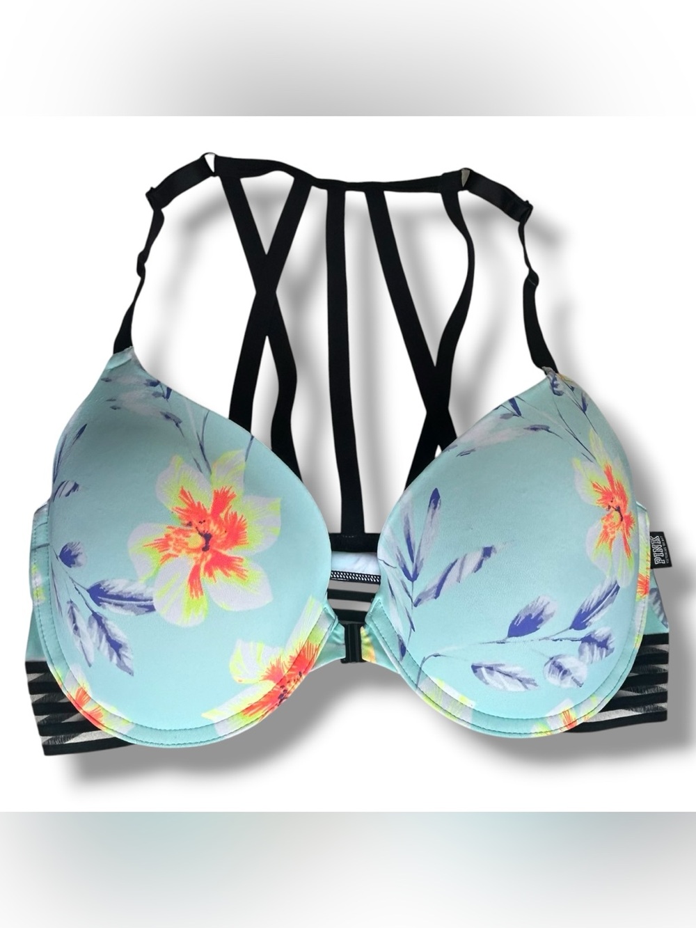 PINK Victoria's Secret Bra 32DD Wear Everywhere Strappy Front Close Push-Up